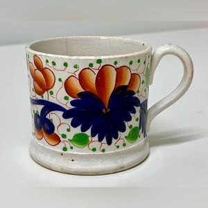 19th Century Vintage Gaudy Welsh Grape Pattern Miniature Child’s Mug